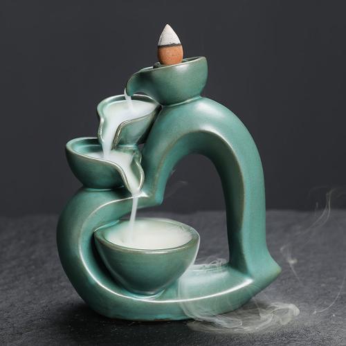 Queimador de incenso Backflow de porcelana, metade handmade, para casa e escritório & Sustentável, Mais cores pare escolha, 130x85x147mm, vendido por PC