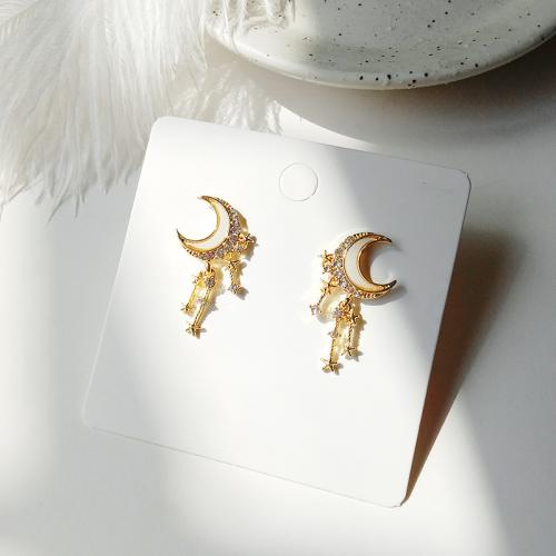 Zinc Alloy Stud Earring fashion jewelry & for woman & enamel & with rhinestone Sold By Pair