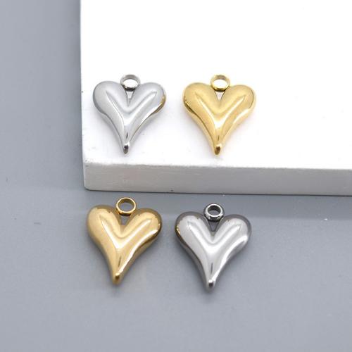 Acciaio inossidabile Cuore Ciondoli, 304 acciaio inox, DIY, nessuno, 13x15mm, 6PC/borsa, Venduto da borsa