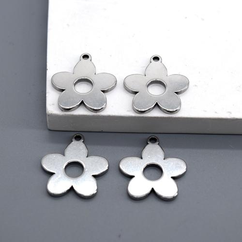 Stainless Steel Flower Pendant, 304 Stainless Steel, DIY, original color, 19x17mm, 6PCs/Bag, Sold By Bag