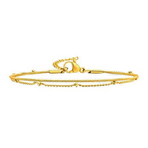 Pulsera de Acero Inoxidable, acero inoxidable 304, con 5cm extender cadena, Doble capa & Joyería & para mujer, dorado, longitud:aproximado 16 cm, Vendido por UD