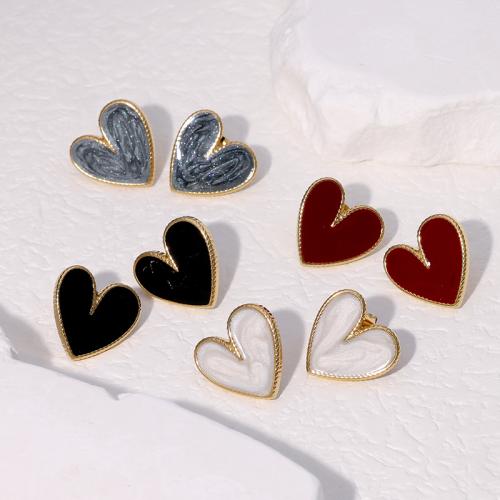 Stainless Steel Stud Earrings, 304 Stainless Steel, Heart, fashion jewelry & for woman & enamel, more colors for choice, 18x18mm, Sold By Pair