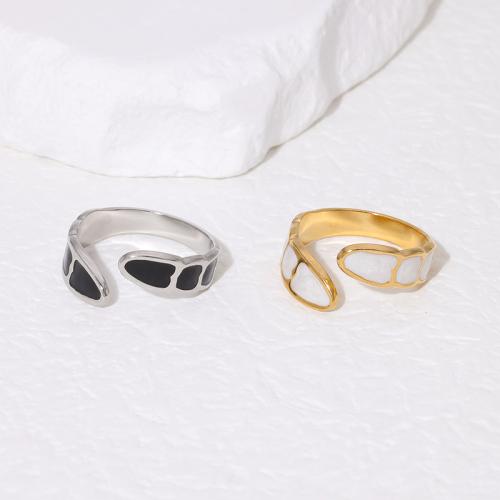 Enamel Stainless Steel Finger Ring, 304 Stainless Steel, fashion jewelry & for woman, more colors for choice, Sold By PC