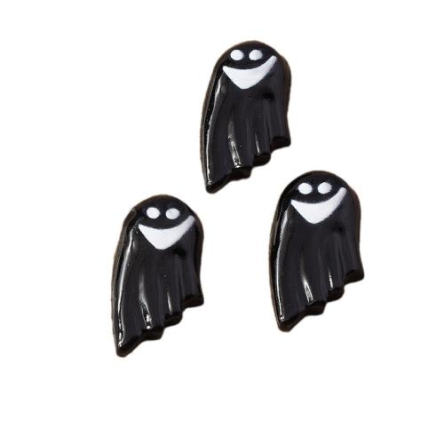 Fashion Halloween Pendant, Resin, Ghost, printing, Halloween Design & DIY, black, 12x22mm, Approx 100PCs/Bag, Sold By Bag