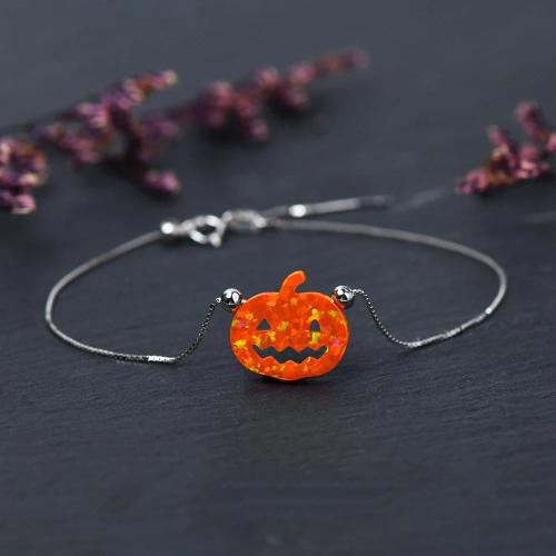 Halloween Necklace, 304 Stainless Steel, with Acrylic, with 5cm extender chain, Pumpkin, Halloween Jewelry Gift & for woman, 18mm, Length:Approx 45 cm, Sold By PC