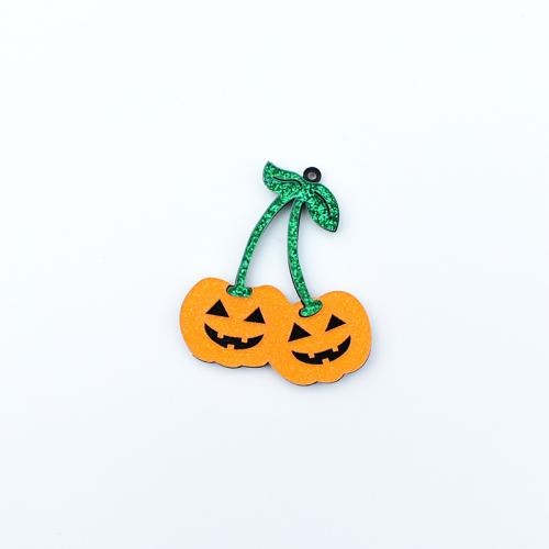 Fashion Halloween Pendant, Acrylic, Cherry, printing, Halloween Design & DIY, more colors for choice, 50x40mm, Sold By PC