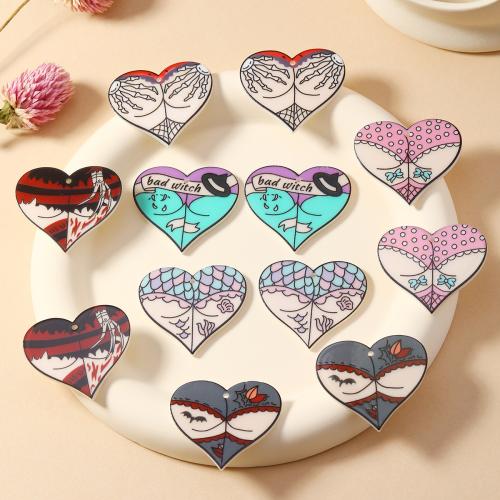 Fashion Halloween Pendant Acrylic Heart printing Halloween Design & DIY Approx Sold By Bag