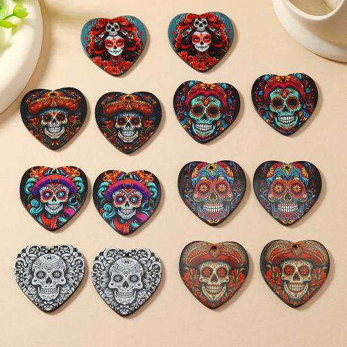 Fashion Halloween Pendant Acrylic Heart printing Halloween Design & DIY Approx Sold By Bag