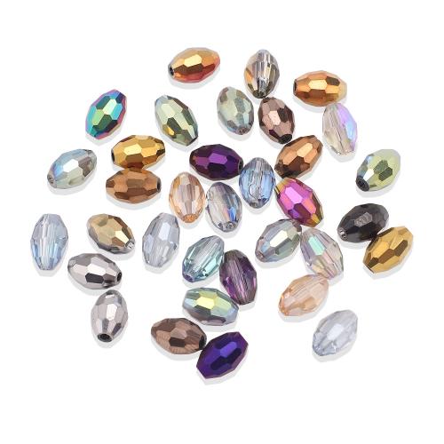 Edelstein Anhänger Schmuck, Glas, oval, bunte Farbe plattiert, DIY & facettierte, keine, 6x8mm, ca. 65PCs/Strang, verkauft von Strang