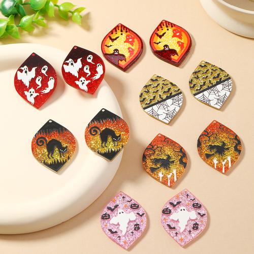 Fashion Halloween Pendant, Acrylic, printing, Halloween Design & DIY & different designs for choice, more colors for choice, 42x30mm, Approx 100PCs/Bag, Sold By Bag