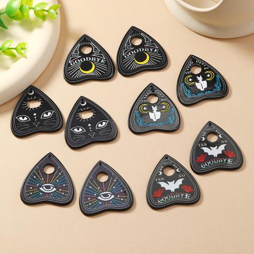 Fashion Halloween Pendant, Acrylic, Heart, printing, Halloween Design & DIY & different designs for choice, more colors for choice, 41x38mm, Approx 100PCs/Bag, Sold By Bag