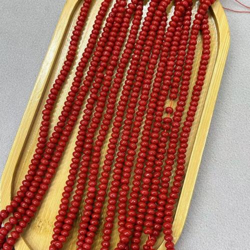 Natural Freshwater Shell Beads, Round, DIY, red, 4x3mm, 145PCs/Strand, Sold By Strand