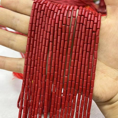 Natural Freshwater Shell Beads, Column, DIY, red, 8x3mm, 58PCs/Strand, Sold By Strand