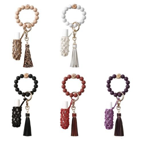 Zinc Alloy Key Clasp Silicone with PU Leather & Zinc Alloy fashion jewelry Sold By PC