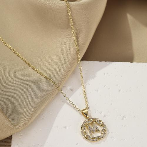 Collier en laiton cubique Zircon Micro Pave, avec 5cm chaînes de rallonge, Placage de couleur d'or, bijoux de mode & pavé de micro zircon, doré, protéger l'environnement, sans nickel, plomb et cadmium, Longueur:40 cm, Vendu par PC