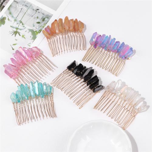 Decorative Hair Combs, Natural Stone, handmade, different materials for choice & for woman, Sold By PC