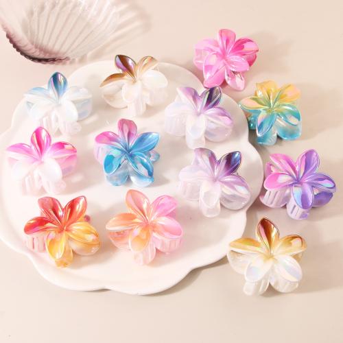 Hair Claw Clips Plastic Flower plated gradient color & for woman Sold By PC