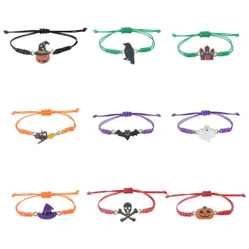 Pulsera de Aleación de Zinc, con Cordón de cera, hecho a mano, Diseño de Halloween & unisexo & diferentes estilos para la opción & esmalte, longitud:aproximado 6.29-11.81 Inch, Vendido por UD