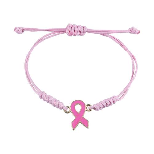 Tibetan Style Bracelet, with Polyester Cord, handmade, fashion jewelry & for woman & enamel, pink, Length:Approx 2.75-11.81 Inch, Sold By PC