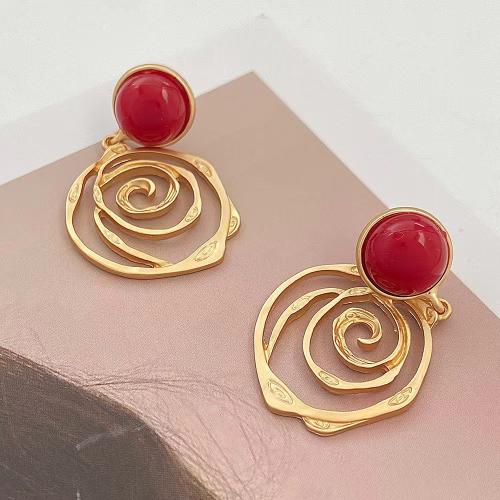 Tibetan Style Drop Earrings, with Gemstone, plated, different styles for choice & for woman & enamel, more colors for choice, Sold By Pair