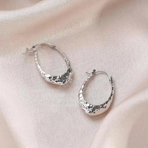 Tibetan Style Drop Earrings, plated, for woman, silver color, Sold By Pair