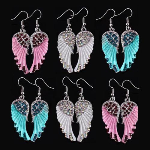 Pendientes de Aleación de Zinc, chapado, para mujer & con diamantes de imitación, más colores para la opción, Vendido por Par