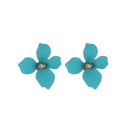 Tibetan Style Stud Earring, petals, stoving varnish, for woman, more colors for choice, Sold By Pair