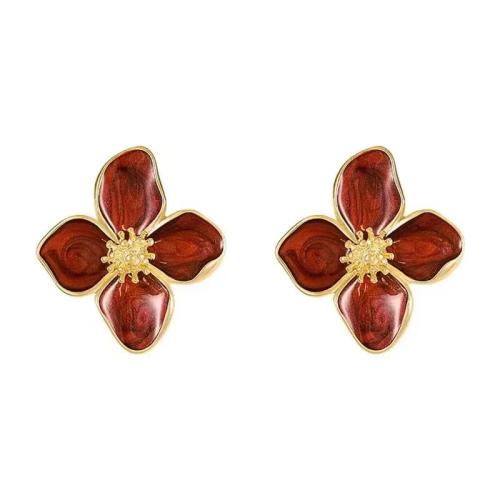 Tibetan Style Stud Earring, plated, for woman & enamel, more colors for choice, Sold By Pair