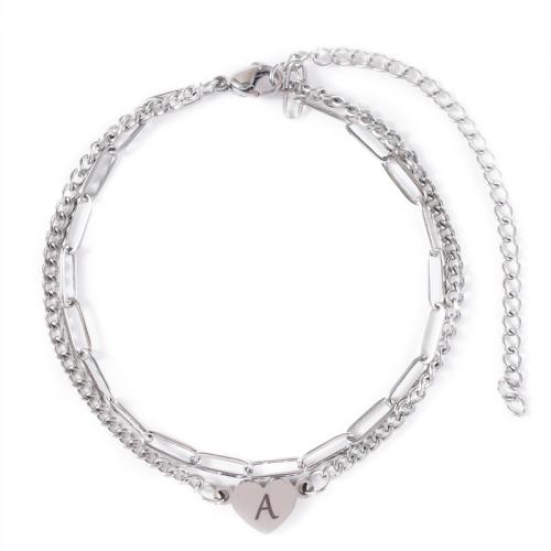 Bijoux bracelet en acier inoxydable, Acier inoxydable 304, avec 5cm chaînes de rallonge, poli, modèles différents pour le choix & pour femme, argent, Longueur:19 cm, Vendu par PC