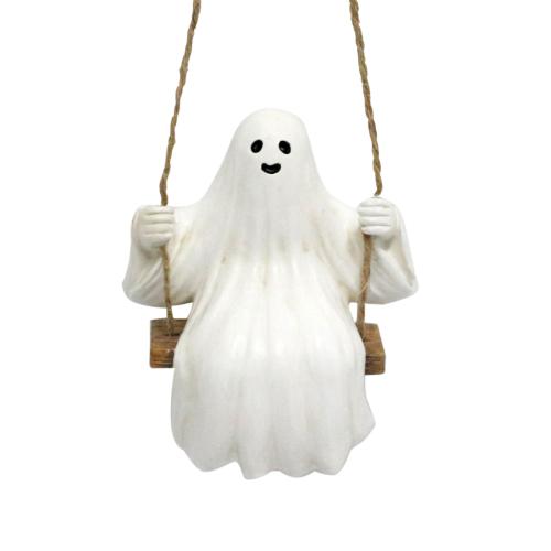 Halloween Decoration Resin with Linen & Wood Halloween Design & for home and office white Sold By Set