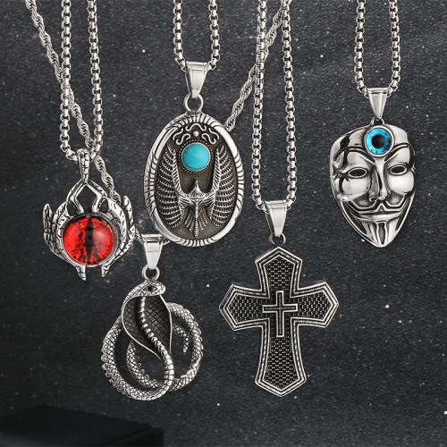 Bijoux pendentifs en acier inoxydable , Acier inoxydable 304, avec turquoise & résine, styles différents pour le choix & pour homme & avec strass, plus de couleurs à choisir, Vendu par PC