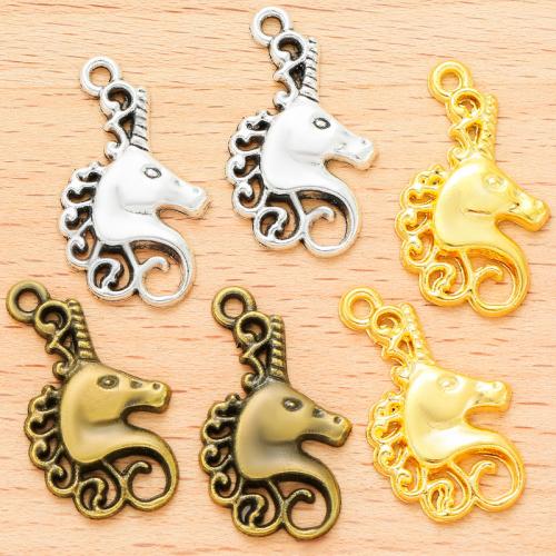 In lega di zinco animali pendenti, lega in zinco, Unicorno, placcato, DIY, nessuno, 26x15mm, 100PC/borsa, Venduto da borsa