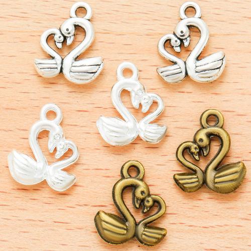 Tibetan Style Animal Pendants, Swan, plated, DIY, more colors for choice, 15x13mm, 100PC/Bag, Sold By Bag