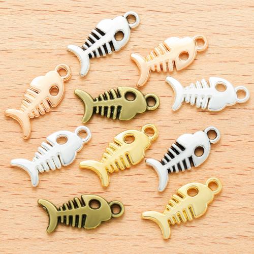 Pendentifs en alliage de zinc, Squelette de poisson, Placage, DIY, plus de couleurs à choisir, 100PC/sac, Vendu par sac