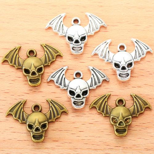 Sinc Alloy Skull Pendants, plátáilte, DIY, dathanna níos mó le haghaidh rogha, 24x17mm, 100PC/Mála, Díolta De réir Mála