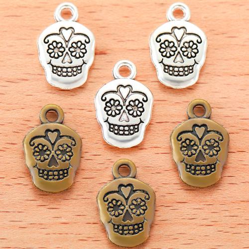 Zinklegering Skull Hangers, Zinc Alloy, plated, DIY, meer kleuren voor de keuze, 18x12mm, 100PC/Bag, Verkocht door Bag