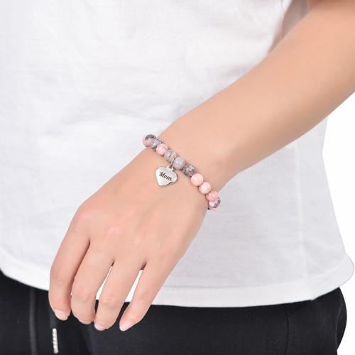 Personalized bracelet, 304 Stainless Steel, with Elastic Thread, Vacuum Ion Plating, different materials for choice & Customized & different designs for choice & for woman, more colors for choice, Sold By PC