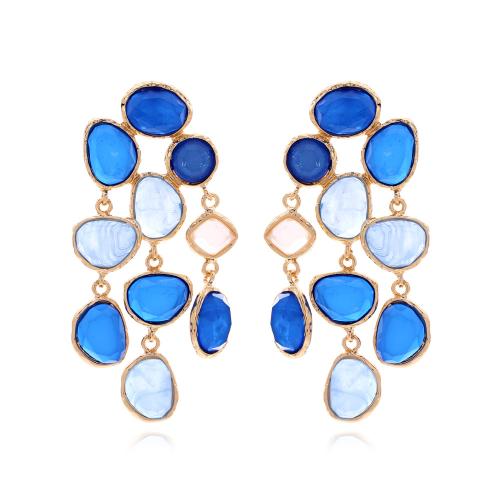 Tibetan Style Drop Earrings, with Resin, fashion jewelry & for woman, more colors for choice, 78x42mm, Sold By Pair