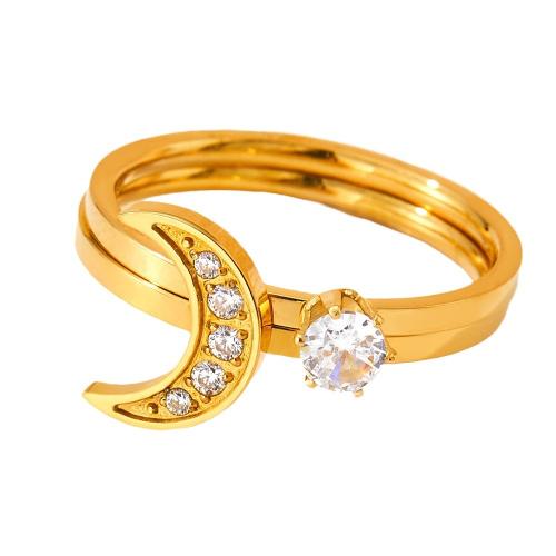 Anillo de dedo acero inoxidable del Rhinestone, acero inoxidable 304, Joyería & diverso tamaño para la opción & micro arcilla de zirconia cúbica & para mujer & con diamantes de imitación, más colores para la opción, Vendido por UD