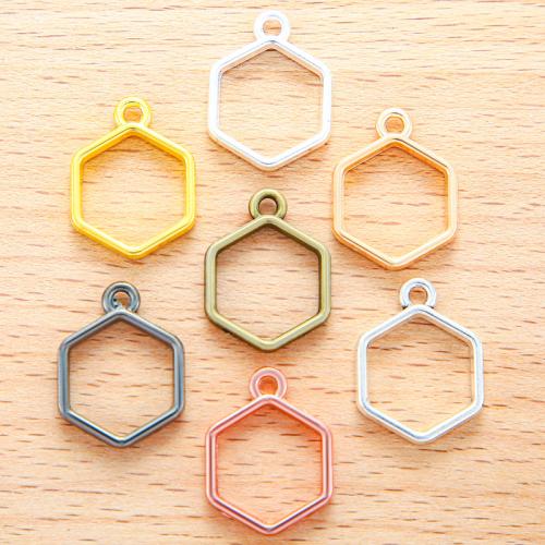 Zinc Alloy Pendants Hexagon plated DIY Sold By Bag