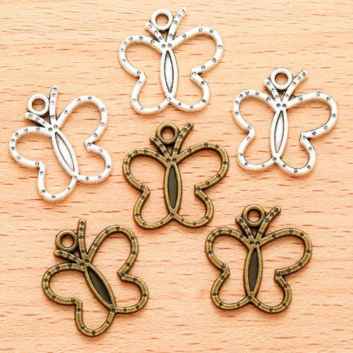 Tibetan Style Animal Pendants, Butterfly, plated, DIY, more colors for choice, 19x19mm, 100PCs/Bag, Sold By Bag