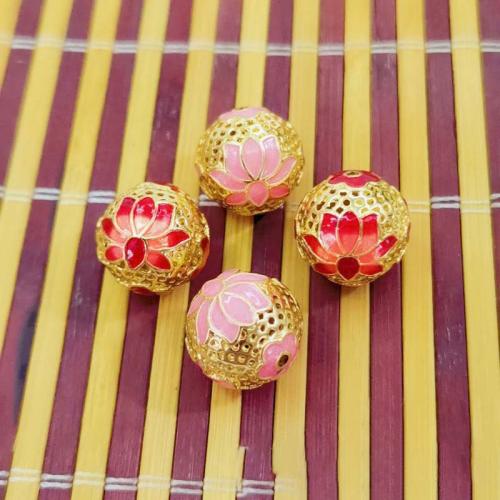 Cloisonne Beads, Brass, with Cloisonne, Round, gold color plated, DIY & enamel, more colors for choice, nickel, lead & cadmium free, 14mm, Sold By PC