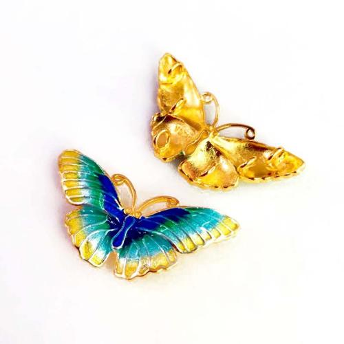 Cloisonne Beads, Brass, with Cloisonne, Butterfly, gold color plated, DIY & enamel, nickel, lead & cadmium free, 30x15mm, Sold By PC