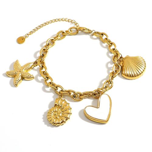 acero inoxidable 304 Pulsera, con resina, con 2inch extender cadena, 18K chapado en oro, Joyería & diseño océano & para mujer, longitud:aproximado 6.8 Inch, Vendido por UD