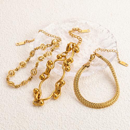 acero inoxidable 304 Pulsera, con 1.97inch extender cadena, 18K chapado en oro, Joyería & diferentes estilos para la opción & para mujer, longitud:aproximado 6.7 Inch, Vendido por UD