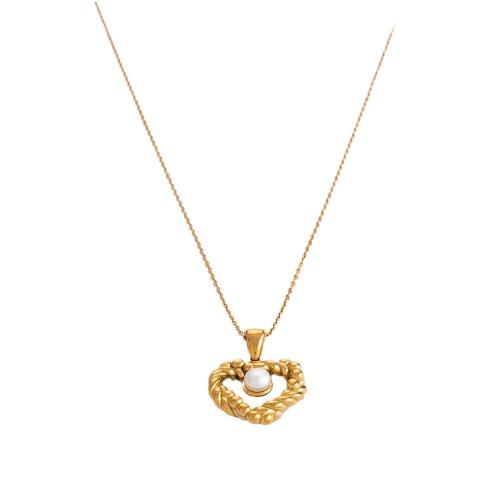 304 Stainless Steel Necklace, with Freshwater Pearl, with 1.97inch extender chain, 18K gold plated, different styles for choice & for woman & with rhinestone, Length:Approx 15.7 Inch, Sold By PC