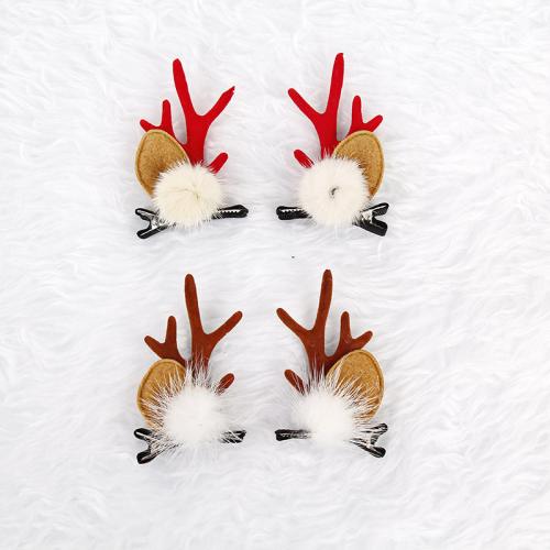 Christmas Hair Clip, Iron, with Cloth & Plastic, Christmas Design & different styles for choice & for woman, Sold By Set