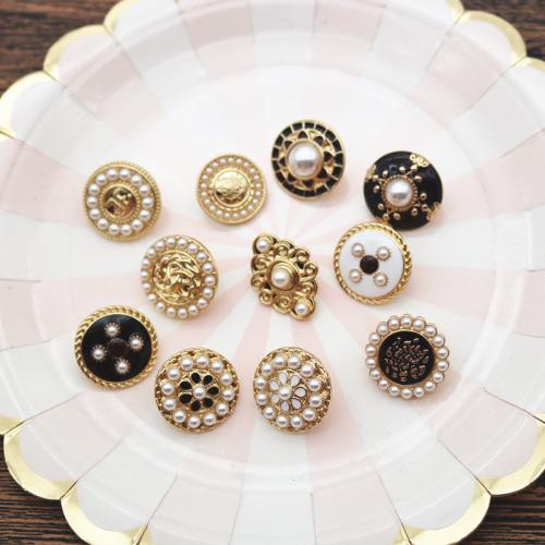 Tibetan Style Brooches, with Plastic Pearl, different styles for choice & for woman, golden, 23mm, Sold By PC