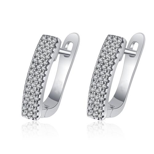 Cilindrata Zircone Orecchini in ottone micro pavimenta, gioielli di moda & Micro spianare cubic zirconia & per la donna, nessuno, 3.94x16.88mm, Venduto da coppia