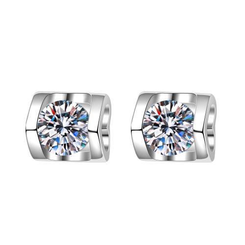 Boucles d'oreilles en laiton zircon cubique pavent, bijoux de mode & pavé de micro zircon & pour femme, 6.35x6.85mm, Vendu par paire